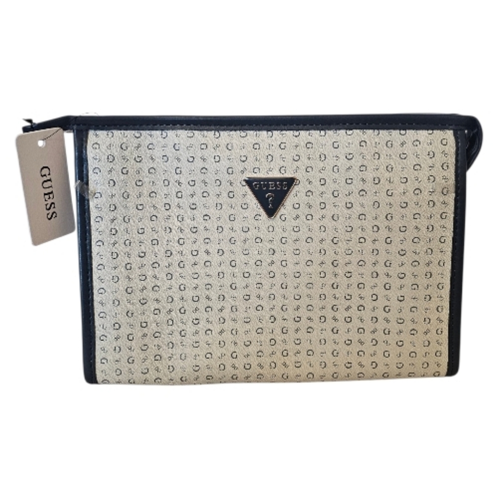 Blue Guess Momogram Makeup Bag